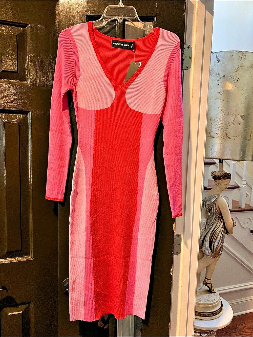 Gabrielle Union Long Sleeve Colorblock Bodycon Sweater Midi Dress Midi Dress